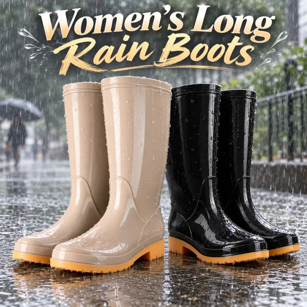 Non-slip Women's Long Rain Boots Waterproof High-Top Garden Rain Shoes Durable Lightweight Water Shoes For Outdoors,Kitchen,Work