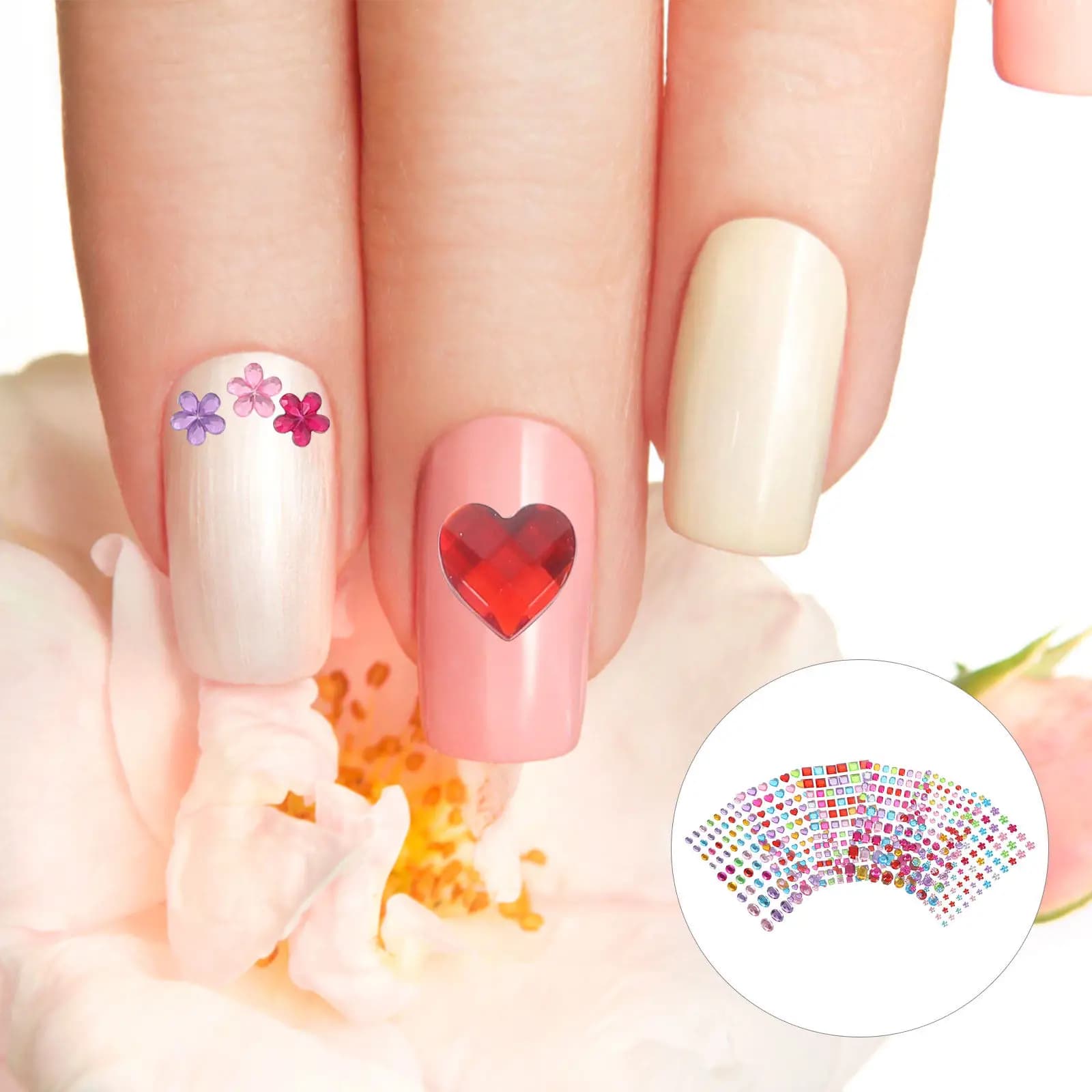 12 Fogli di Adesivi in Strass Acrilici Autoadesivi, Gioielli per il Viso, Gemme per Trucco, Festival, Artigianato, Nail Art, Decorazioni per il Viso