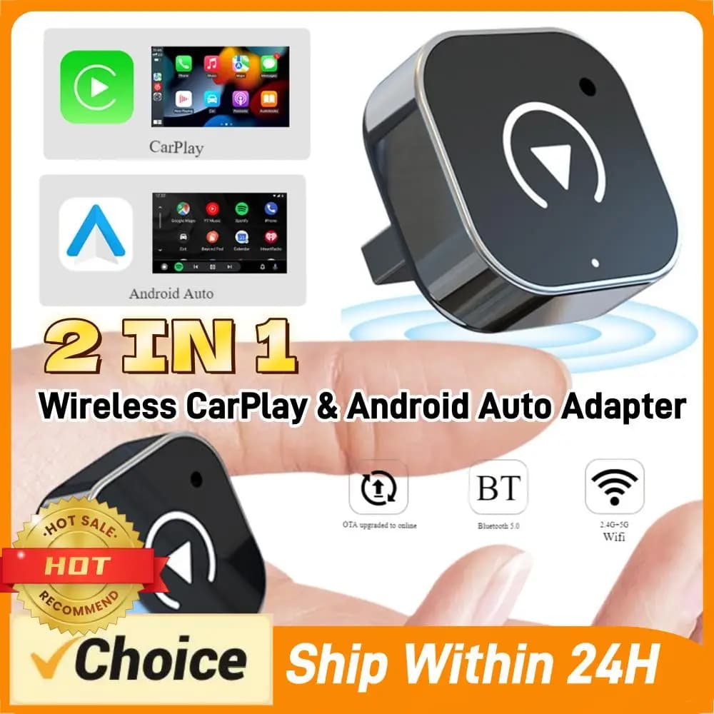 Wireless 2in1 CarPlay Adapter Android Auto, Smart USB Dongle with WiFi & BT connection, AI Plug & Play Box for Auto with CarPlay Wired Factory