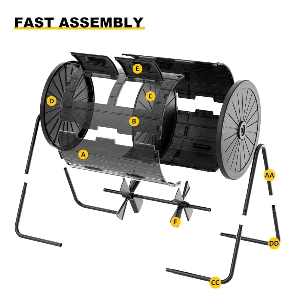 Compostiera Premium da Esterno da 165 Litri con Rulli per Compostaggio Resistenti, Personalizzabile