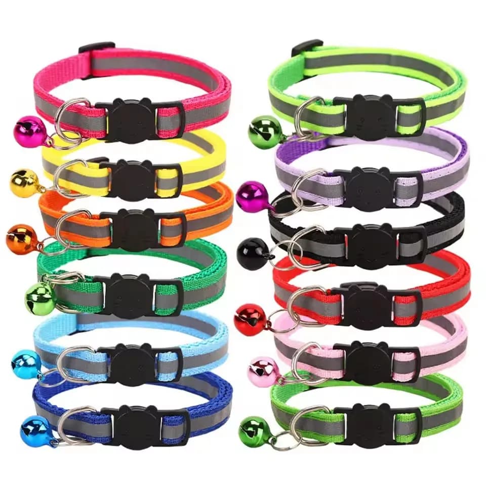Collare riflettente staccabile per gatti Collana con anello al collo Collare identificativo per cuccioli di cane neonato Collare a campana colorato per gatti Prodotti per gattini