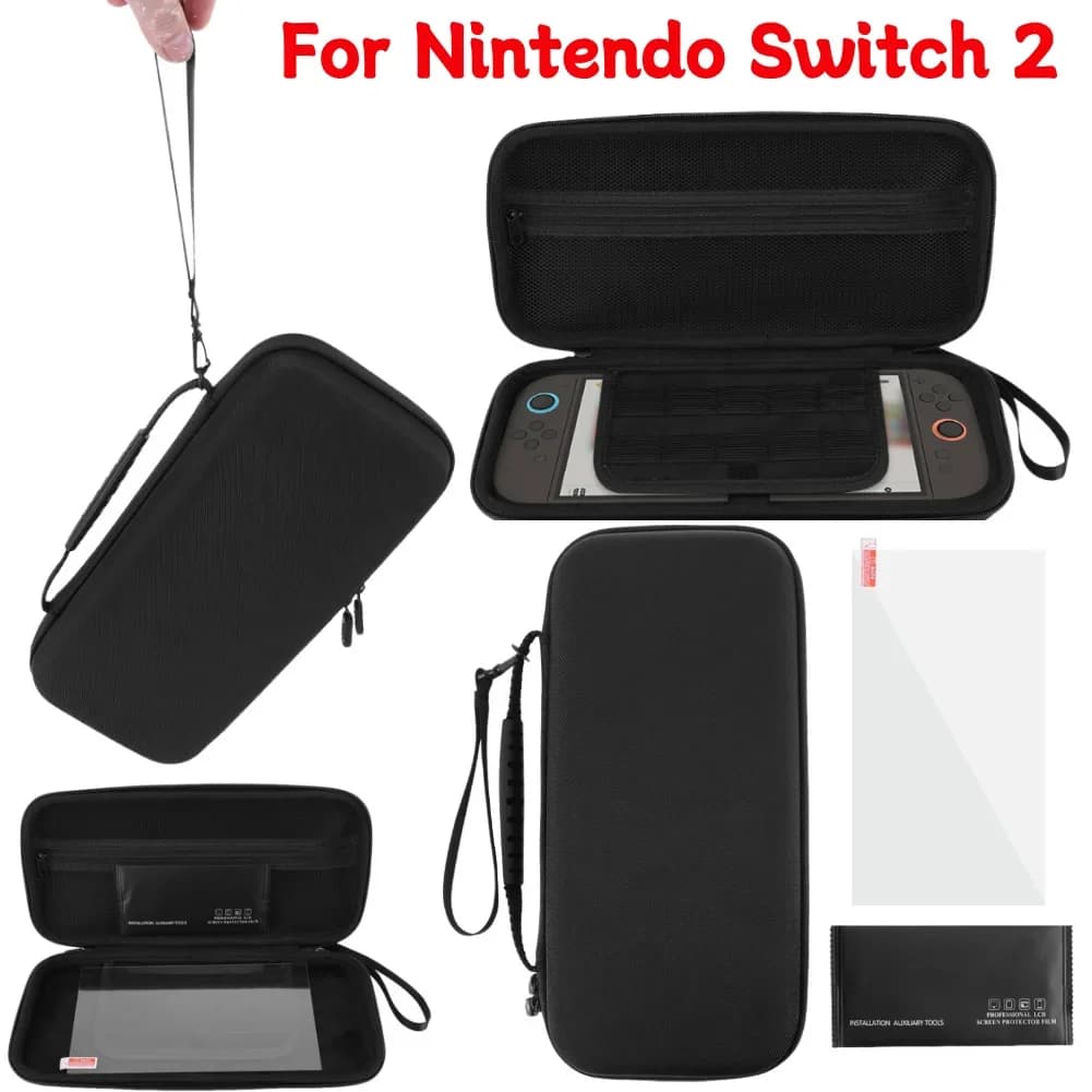 Custodia da trasporto in EVA e protezione schermo per Switch 2, borsa a tracolla antiurto con cerniera, organizer antigraffio con porta per 10 schede di gioco