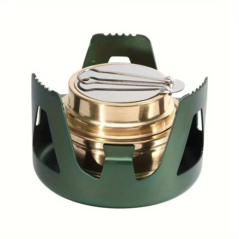Portable Mini Alcohol Stove, Suitable For Camping, Picnic, Barbecue And Fishing, Aluminum Alloy Structure, Adjustable Flame