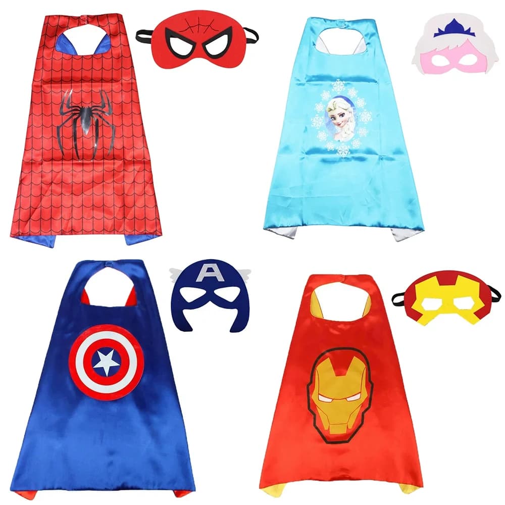 Supereroe Masquerade Spiderman Maschera Mantello Mantello Frozen Spider Man Mantello Action Figure Giocattoli Cosplay Regalo per feste per bambini