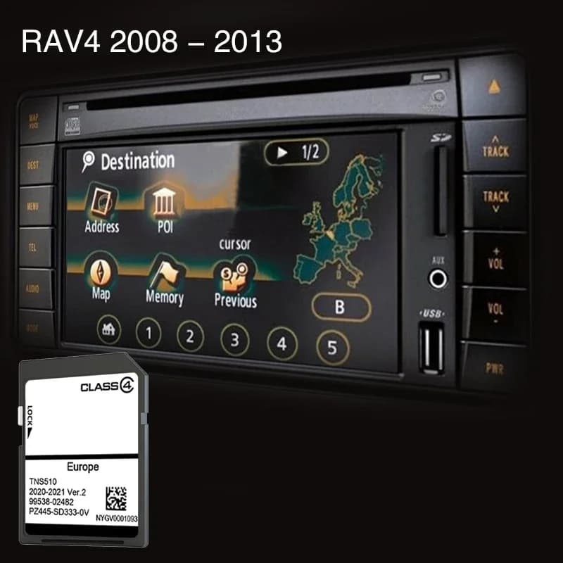 Utilizzare per l'auto Toyota RAV4 dal 2008 al 2013 Scheda SD Sat Nav Mappe dell'area europea