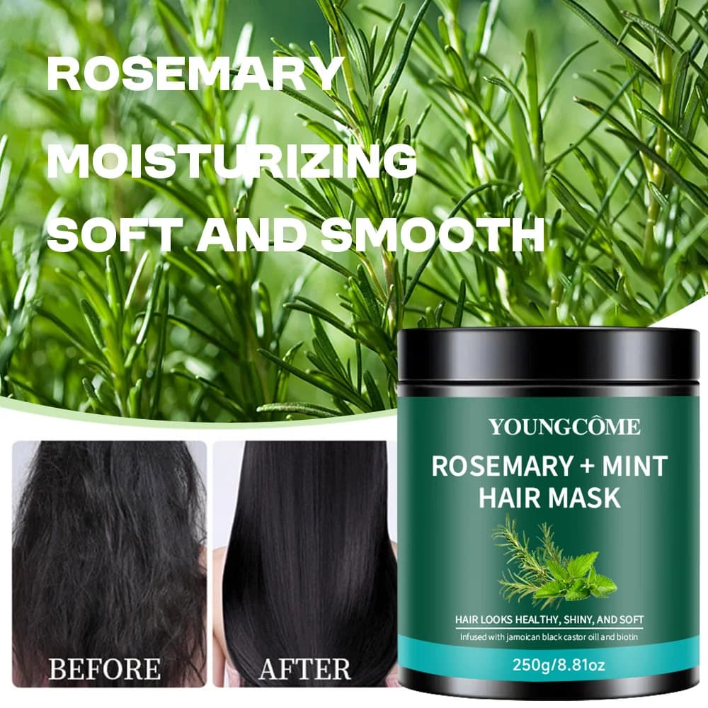 250 g rosemary mint hair mask with black castor oil and biotin for healthy hair, bright and soft