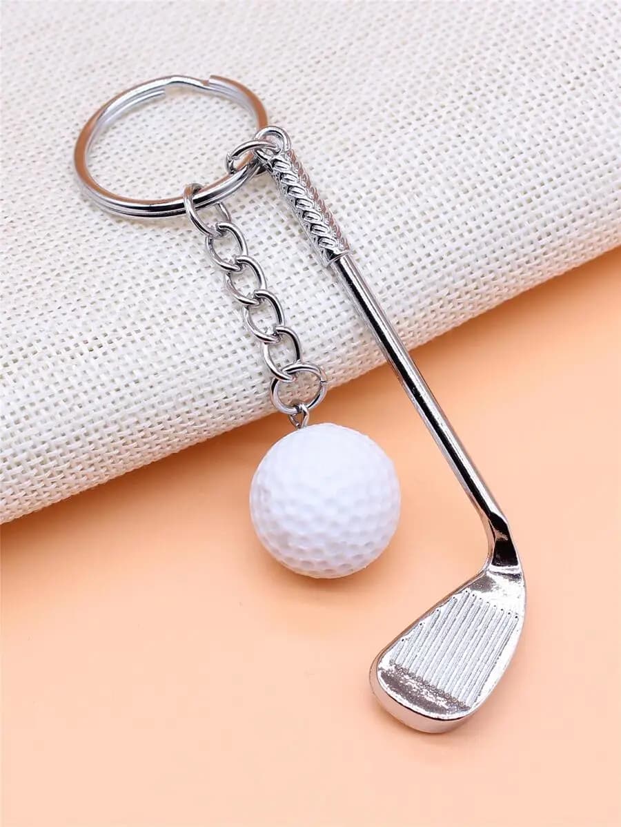 1 portachiavi da uomo alla moda con decorazione a pallina da golf, ideale come regalo, accessorio per auto, ciondolo per borsa, stile scuola, carino, goth, Y2K