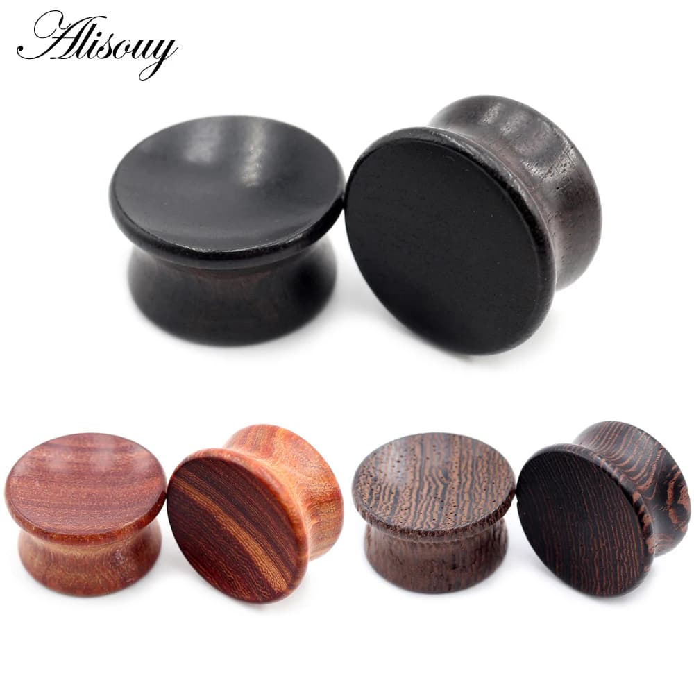 Alisouy 2 pcs. 6mm-20mm Tunnel and Dilators for Natural Wood Concave, Unisex, Jewelry for Piercing