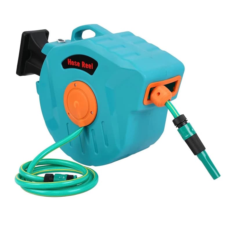 Avvolgitubo Automatico Retrattile per Giardino con Guscio in Plastica PP e Tubo in PVC per Lavaggio Auto e Uso Industriale