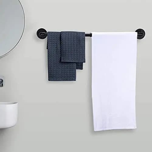 Portasciugamani rustico nero in stile industriale, 33,4 pollici, da parete, resistente, per asciugamani da bagno