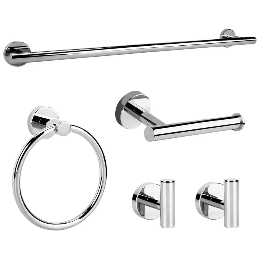 Set di accessori per il bagno cromato da 5 pezzi, set di portasciugamani da bagno in acciaio inossidabile da 24 pollici, porta carta igienica, porta asciugamani