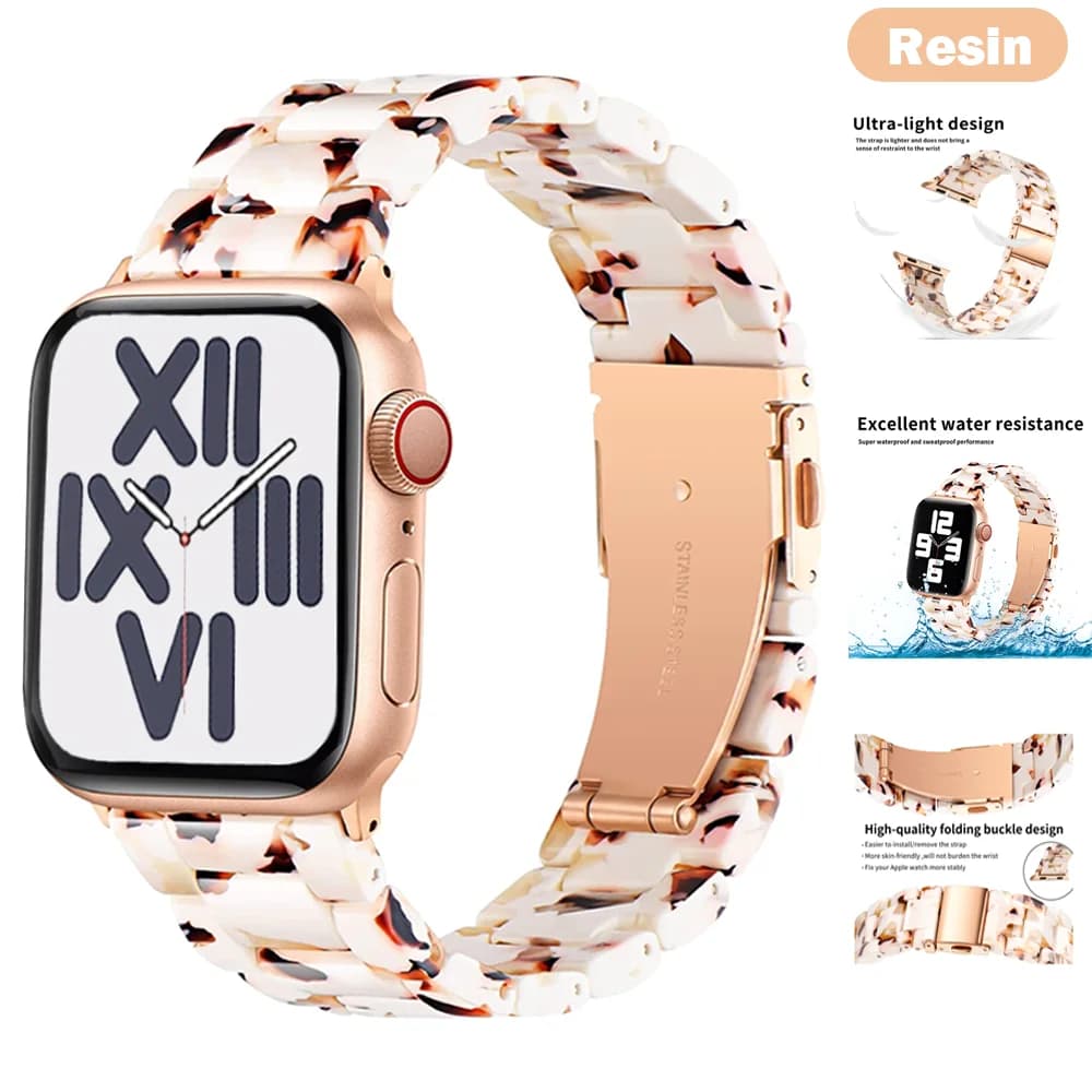 Cinturino in resina di lusso per Apple Watch Ultra 2 Band 49mm 45mm 41mm 40mm 44mm 38mm 42mm bracciale a maglie iwatch series 9 7 8 6 se 5 4 3