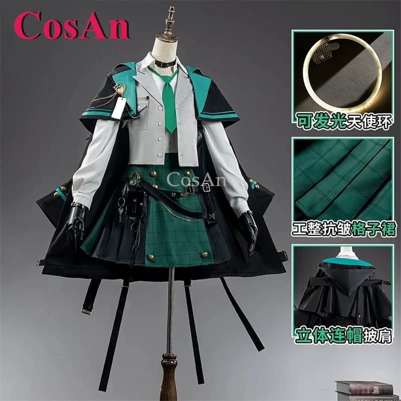 CosAn Game Arknights Exusiai Cosplay Costumes Linkage Style Detective Fashion Uniform Dress Activity Party Role Play Clothing