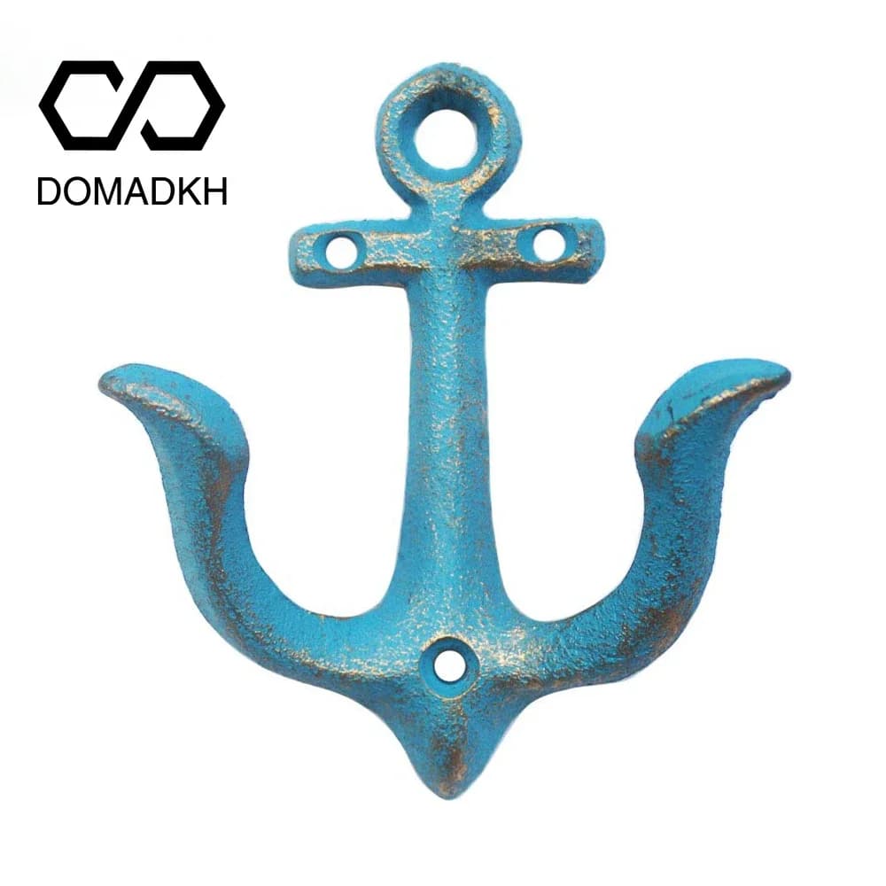 Wall hooks with nautical anchor in cast iron Coastal theme Decorative hooks Clothes rack One-of-a-kind Ganci jacket rack