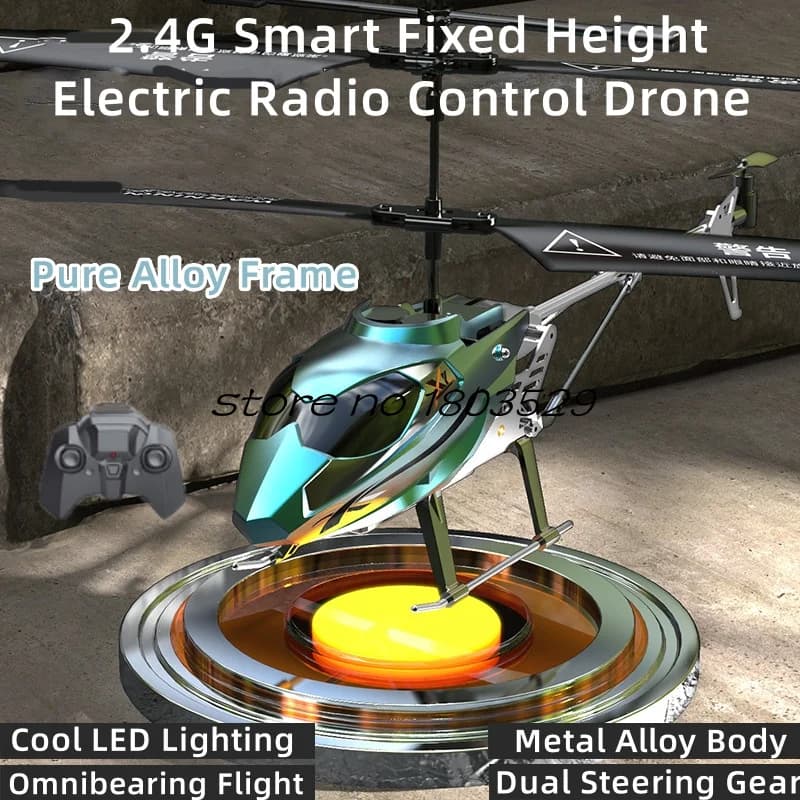 3.5CH Intelligente Ad Altezza Fissa Elicottero Elettrico Radiocomandato 2.4G Doppio Sterzo Corpo In Metallo Hover Illuminazione Fredda Elicotteri RC