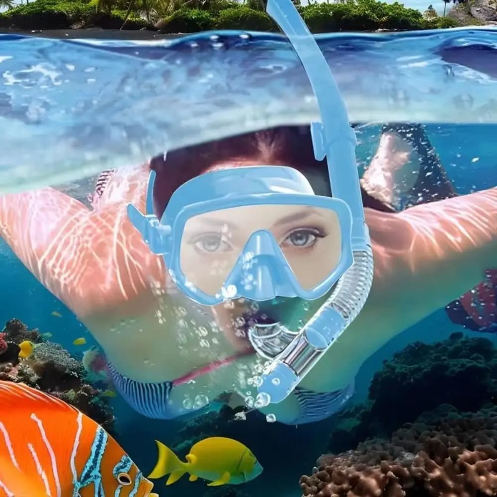 Occhialini da nuoto Maschera per lo snorkeling subacqueo Impermeabile Antiappannamento Maschera per lo snorkeling No Perdite Visione chiara Set da snorkeling asciutto