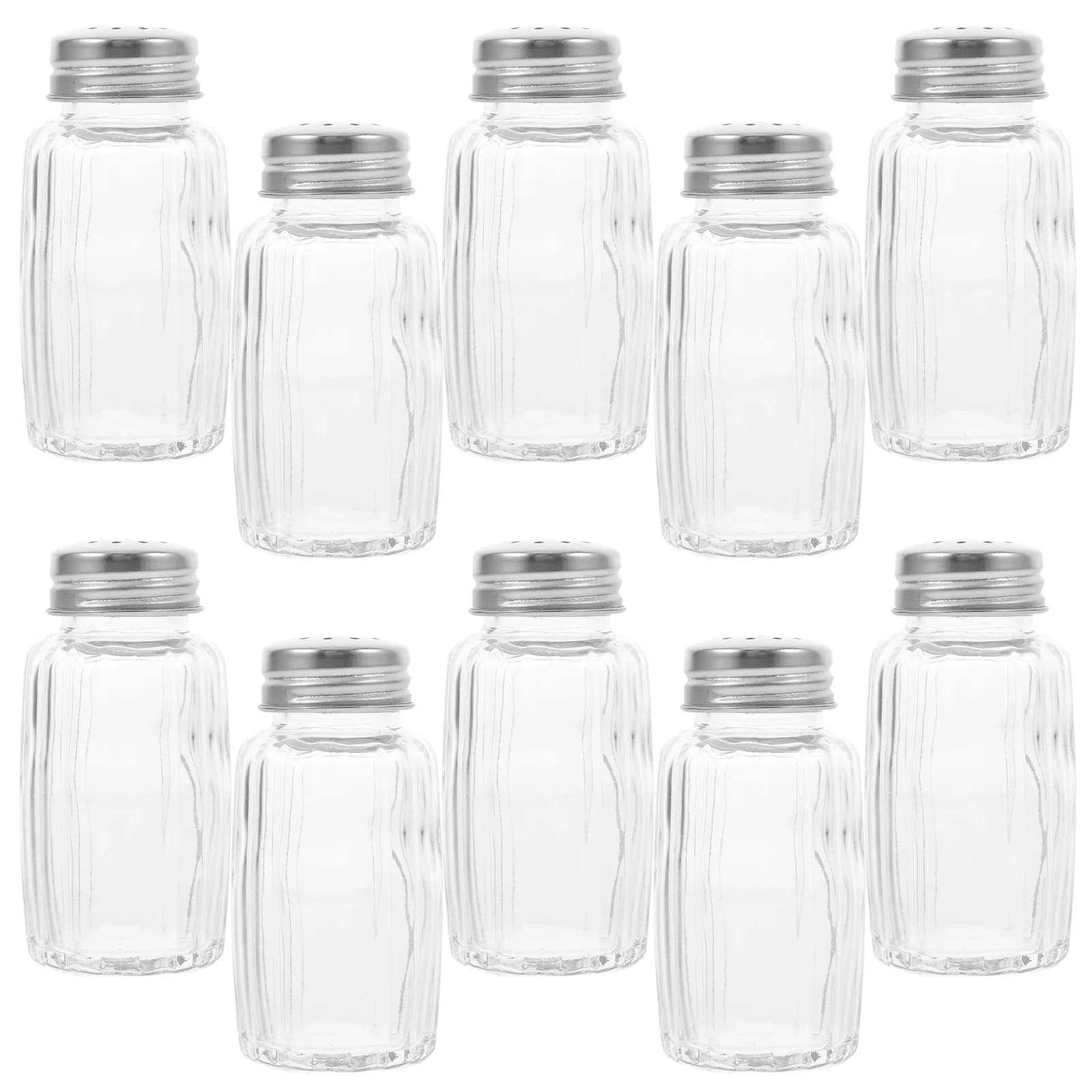 Set di 10 Barattoli in Vetro per Spezie con Coperchio, Contenitori Riutilizzabili per Sale e Pepe, Ideali per Cucina e Conservazione Spezie all'Aperto