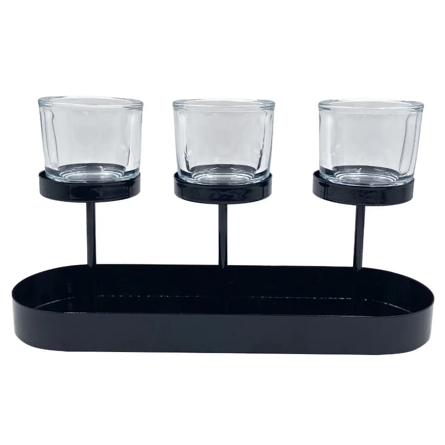 (Confezione da 2) Portacandele decorativo in metallo nero da 6 pollici - Portacandele conico moderno per tavolo, mensola e arredamento di nozze.