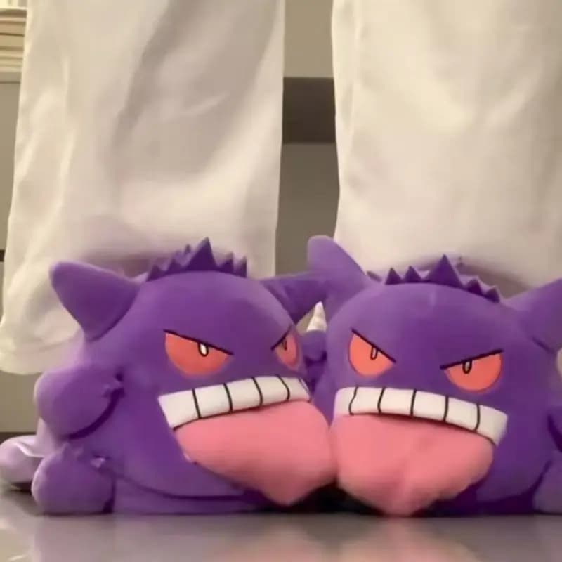 Pantofole Divertenti a Forma di Gengar, in Peluche e Cotone Caldo, con Punta Chiusa e Antiscivolo, per Adulti e Coppie