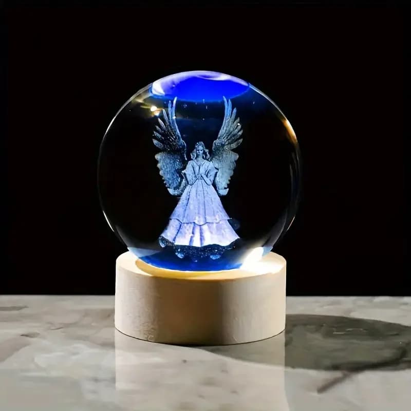 1 pezzo, luce notturna con sfera di cristallo 3D Guardian Angel, San Valentino, compleanno, regalo di anniversario per moglie, fidanzata, madre