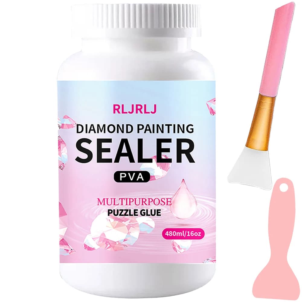 Sigillante per Diamond Painting con Pennello e Accessori Colla, Effetto Lucido e Fissaggio Permanente per Diamond Painting e Puzzle