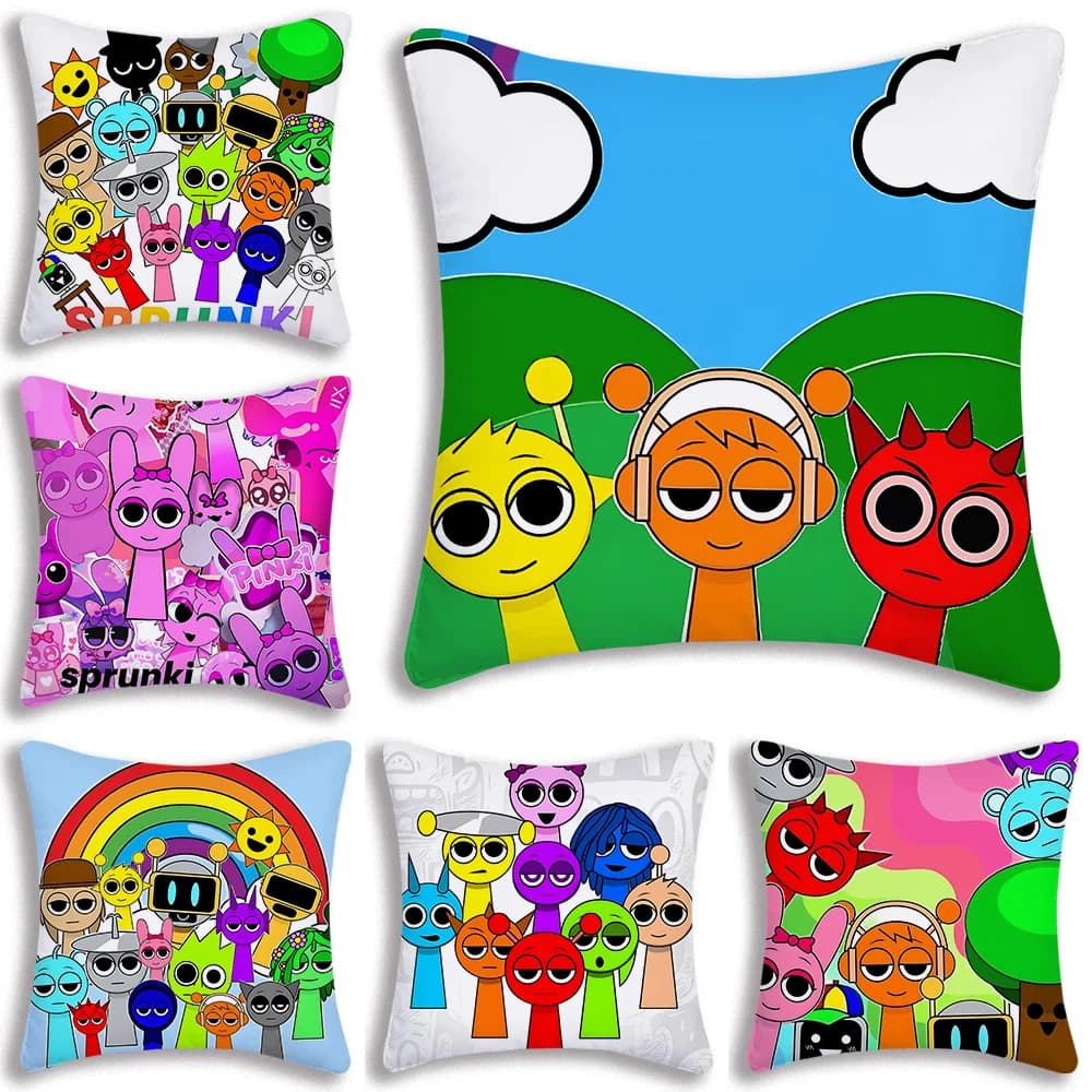 Game funny For S-SprunkiS Pillow Covers Cartoon Sofa Decorative Home Double-sided Printing Short Plush Cute Cushion Cover