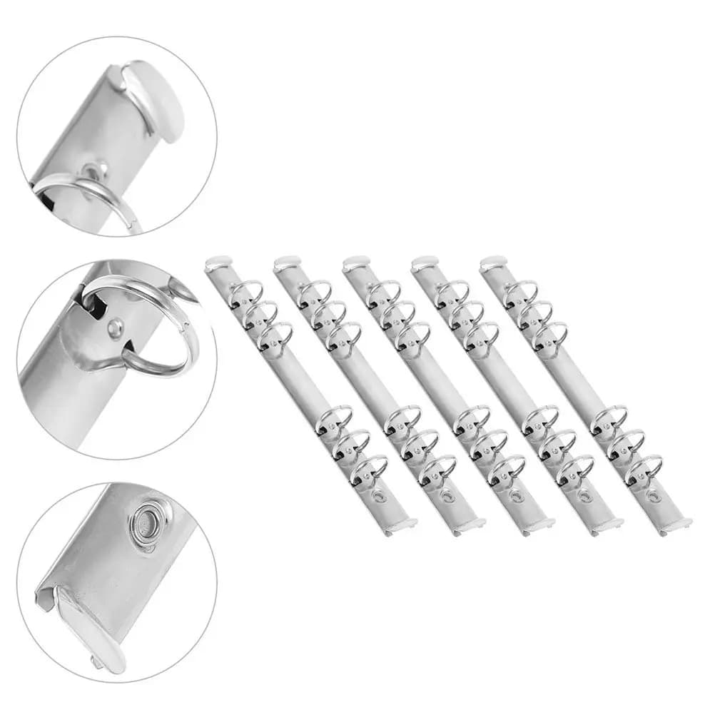 Set di 5 Meccanismi per Raccoglitori a Fogli Mobili, Inserti Metallici a 6 Anelli per Quaderni e Agende, Accessori per Ufficio e Scuola