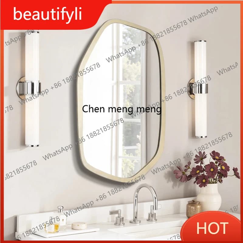 C456 Specchio da bagno europeo Specchio cosmetico da parete di lusso leggero francese a forma speciale Specchio decorativo per soggiorno
