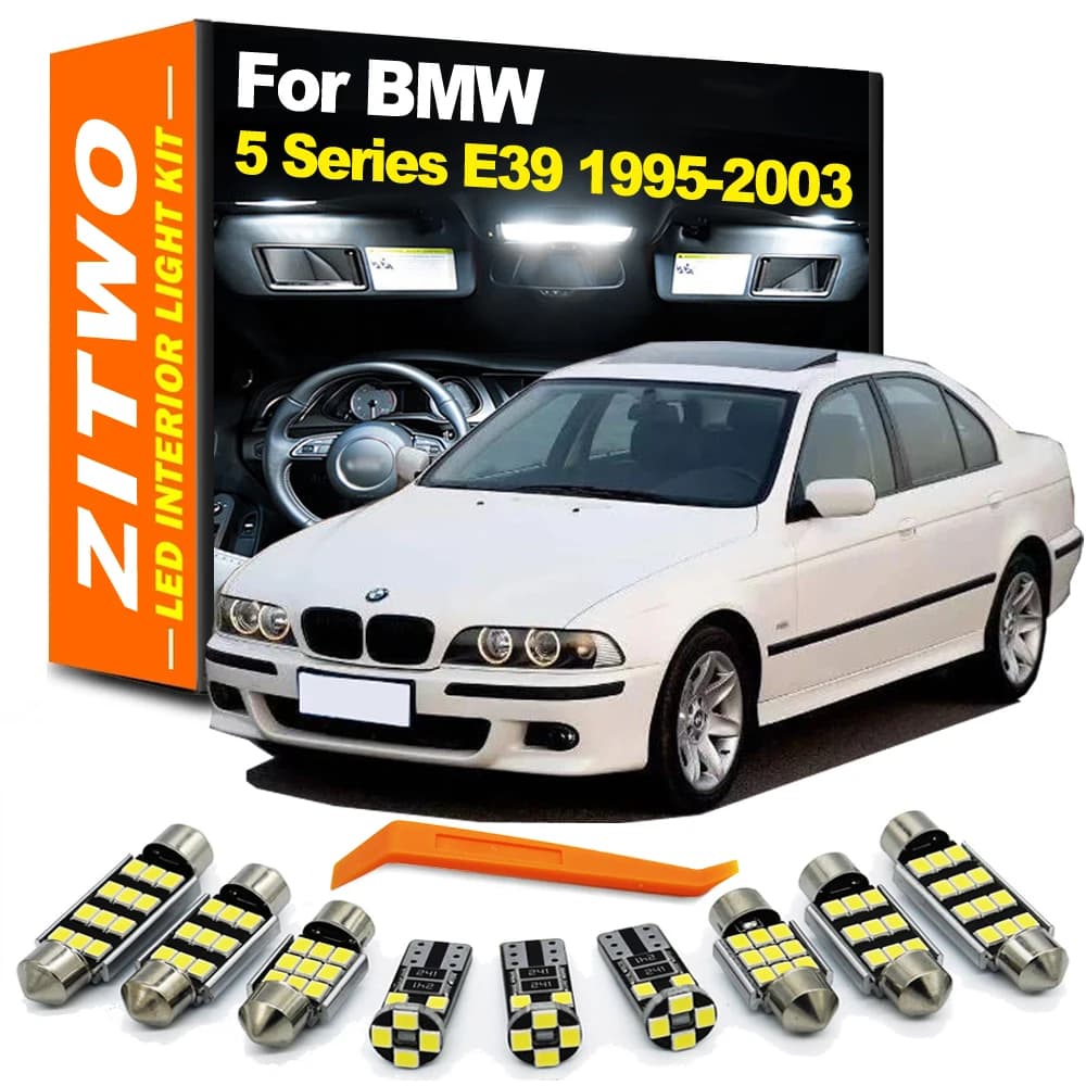 ZITWO Completo HA CONDOTTO LA Lampadina Mappa Interna Cupola Porta Tronco Piastra Kit Luce Per BMW Serie 5 E39 Berlina Touring 1995-2003 Accessori