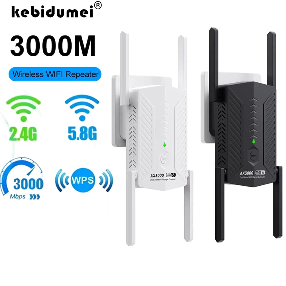 Ripetitore WiFi wireless 3000Mbps Router Ripetitore di segnale 5GHz 2.4GHz WiFi Router extender a lungo raggio Scheda di rete wireless per la casa
