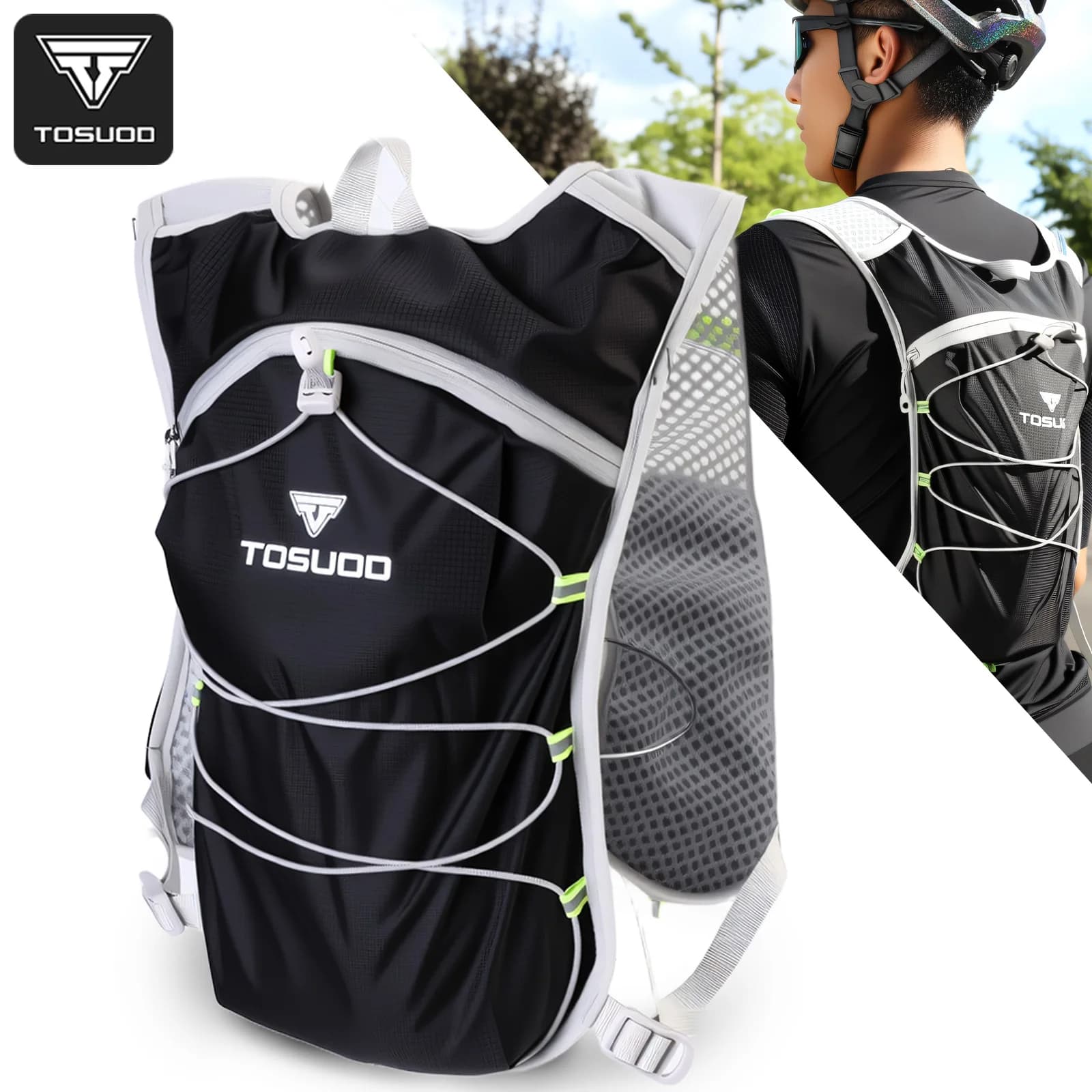 Zaino da Trail Running Ultraleggero per Uomo e Donna, Gilet Idratazione per Gare, Borsa per Maratona, Ciclismo ed Escursionismo