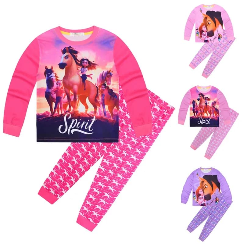 l2025l New Cosplay Children Spirit Riding Free Costume Cartoon Pigiama Neonate Long Sleeve T Shirt Pants 2 pieces Set Boys and Girls