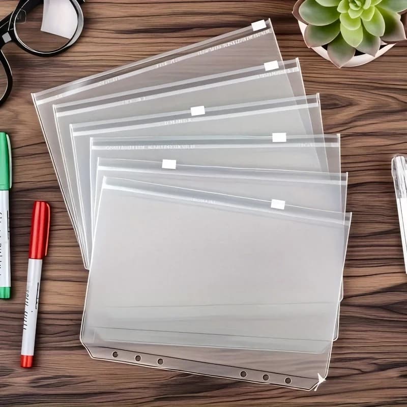 15/25 tasche con cerniera A5, cartelle trasparenti con 6 fori, adatte per quaderni con raccoglitore a 6 anelli, organizer per file in PVC impermeabile