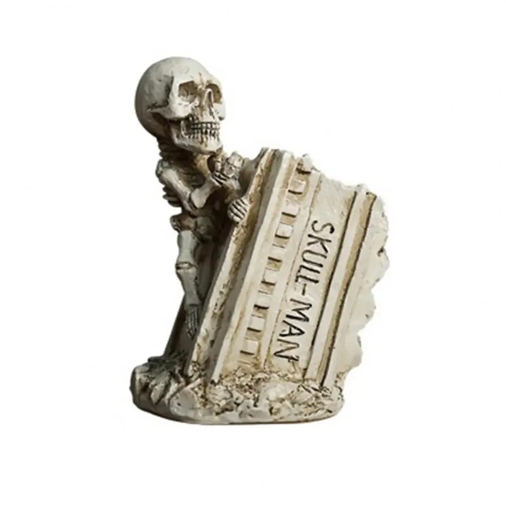 Spaventoso Halloween Teschio Portapenne Artigianato in resina Festival Scheletro Statua Ornamento Divertente Scheletro Portaspazzolino Casa stregata
