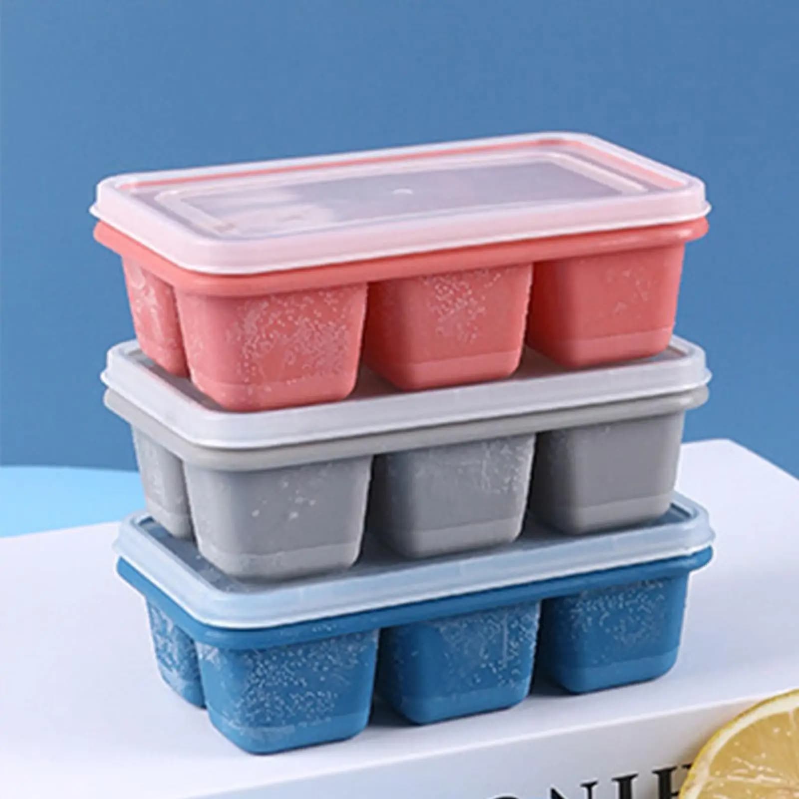 6 Griglie Vassoio di Ghiaccio Quadrato Grandi Stampi per Ghiaccio Flessibile Facile Sgancio Whisky Iceblock Maker Gadget da Cucina Impilabile per Home Studio
