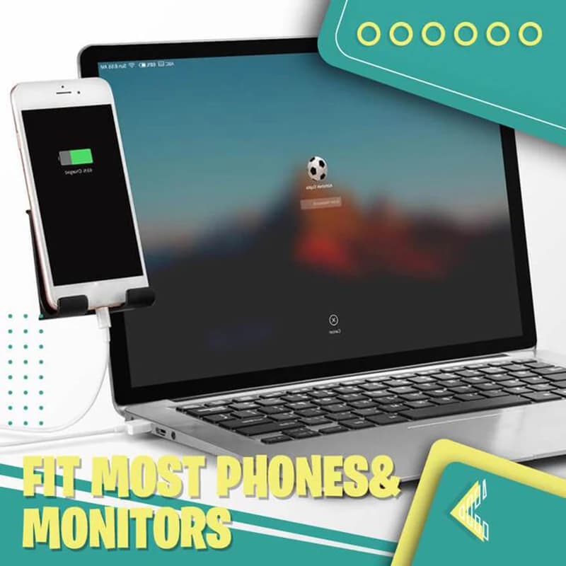 Versatile Laptop Phone Holder Side Mount for Dual Screen Setup Adjustable Clip Stand for Office Work Study Video Shooting