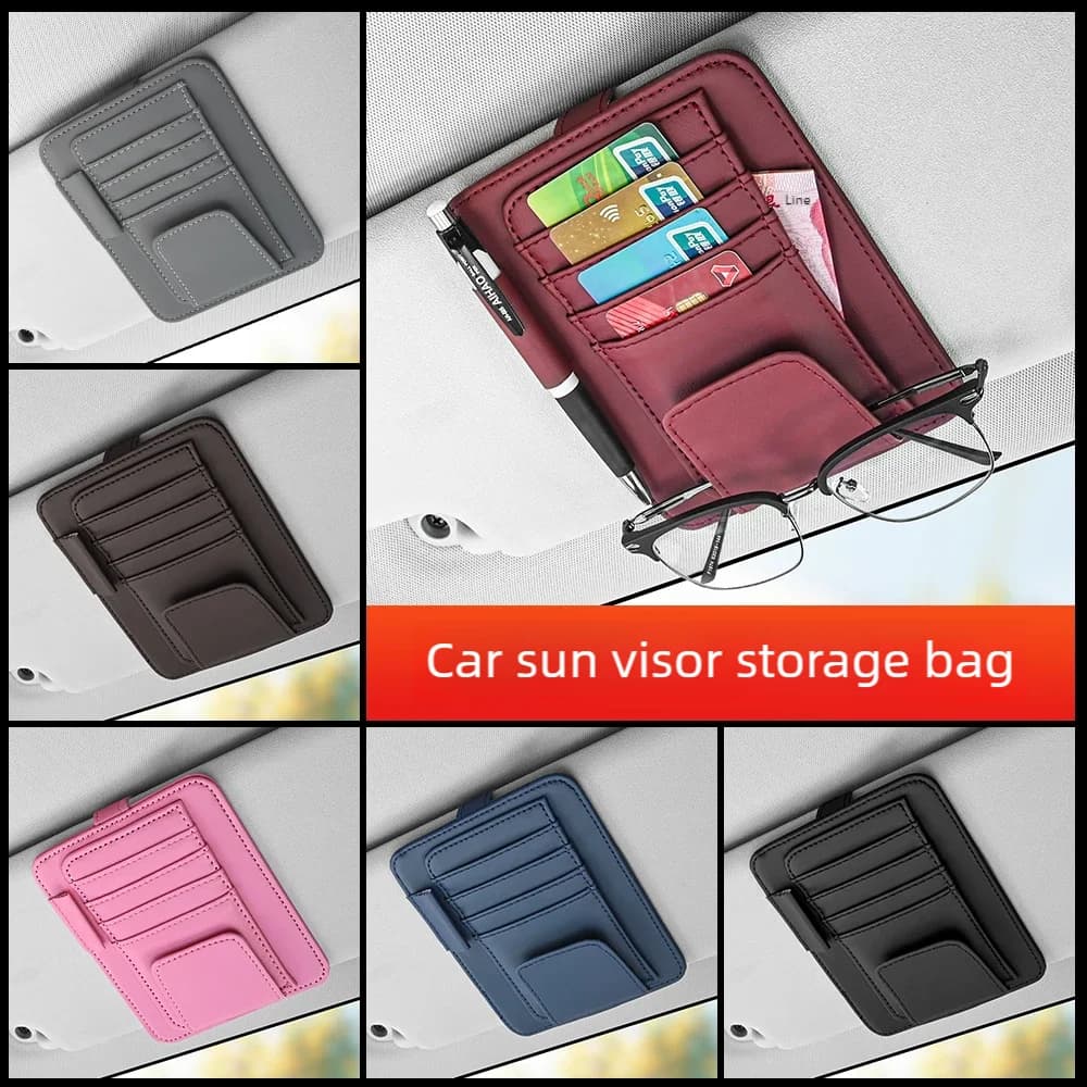 Organizzatore per visiera per auto Borsa multitasche Porta visiera per auto resistente ai graffi Porta carte per occhiali