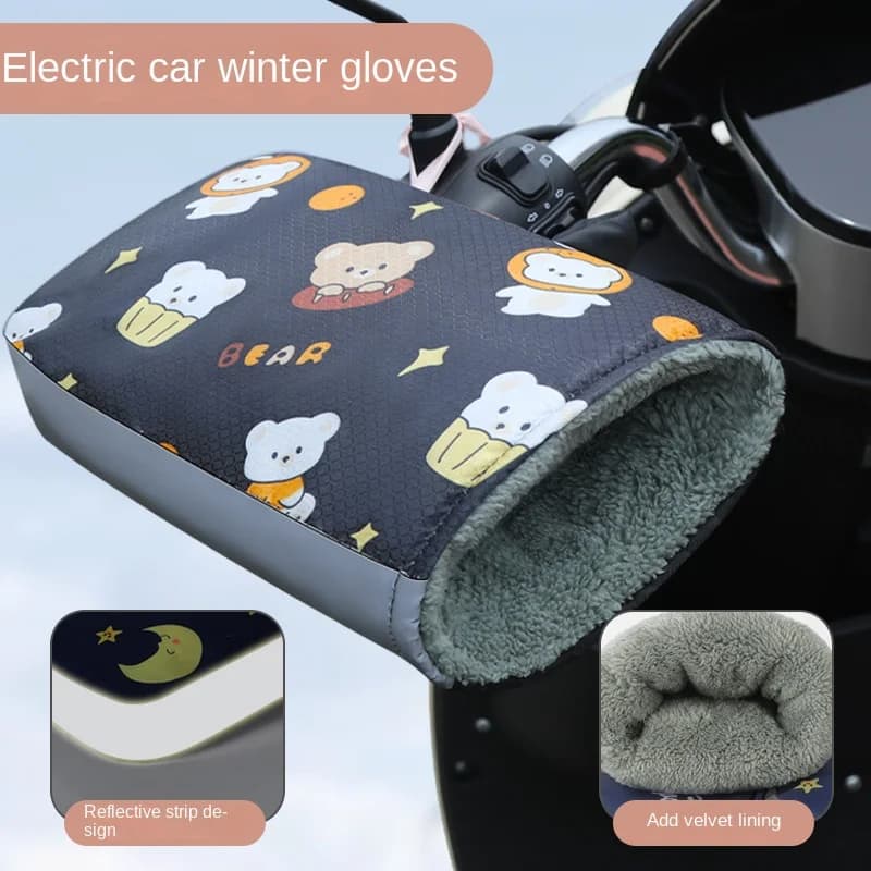 Copertura del manubrio della bicicletta elettrica invernale guanti da equitazione spessi in peluche accessori per la copertura del manubrio del motociclo caldi e antivento Moto
