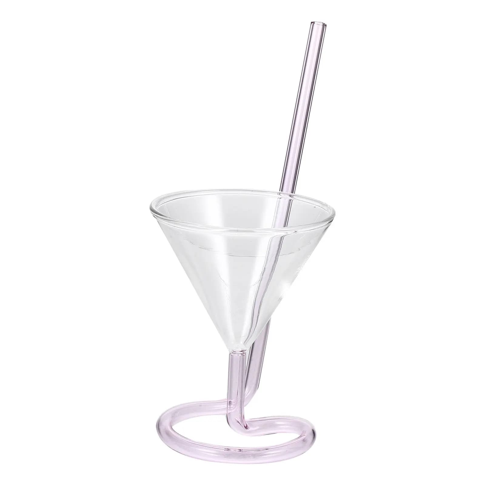 Calice da Cocktail Elegante in Vetro Trasparente con Cannuccia per Cocktail, Whisky, Vino Rosso, Bar e Occasioni Speciali