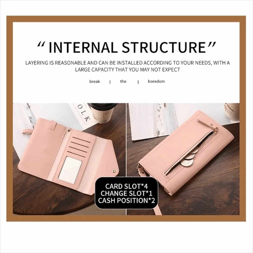 Multi Card Slots Women Clutch Bag Multi-functional Large Capacity Envelope Clutch Lightweight PU Cell Phone Purse Daily Carry