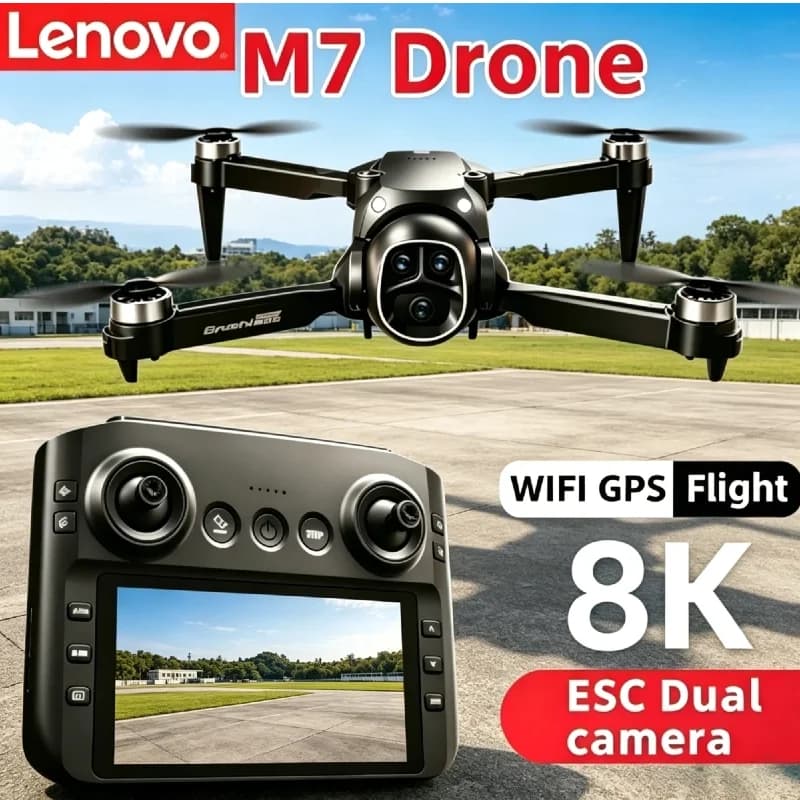 Drone Pieghevole Lenovo M7 RC con Doppia Fotocamera 8K HD, Quadricottero Portatile Professionale per Fotografia Aerea con Funzione WiFi