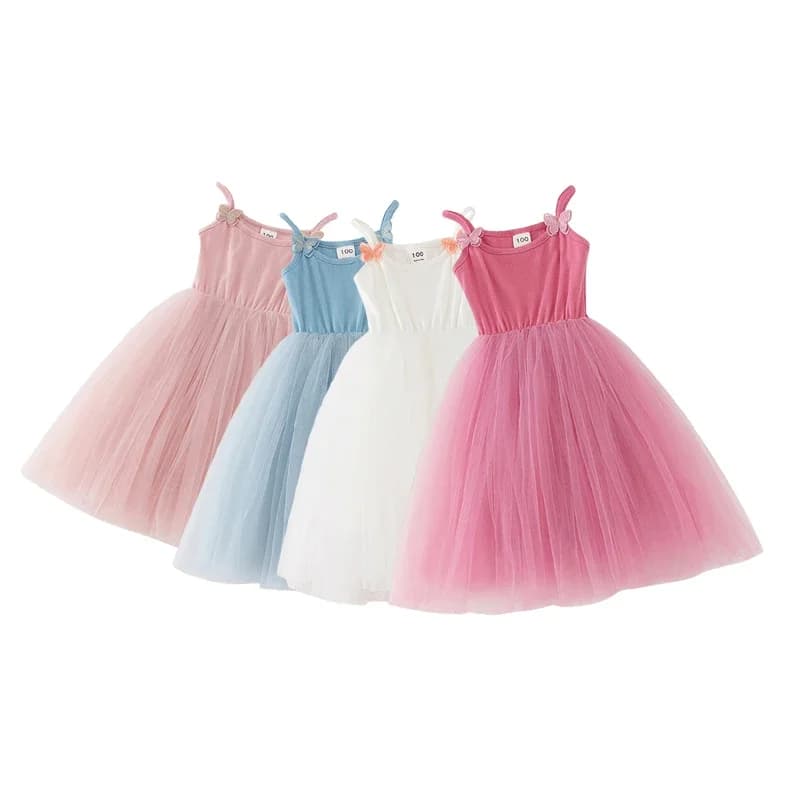Abito Estivo 2026 per Bambine, Vestito Tutu Carino Senza Maniche in Tulle, per Feste di Compleanno, Abito da Principessa per Balletto, Abbigliamento per Bambini