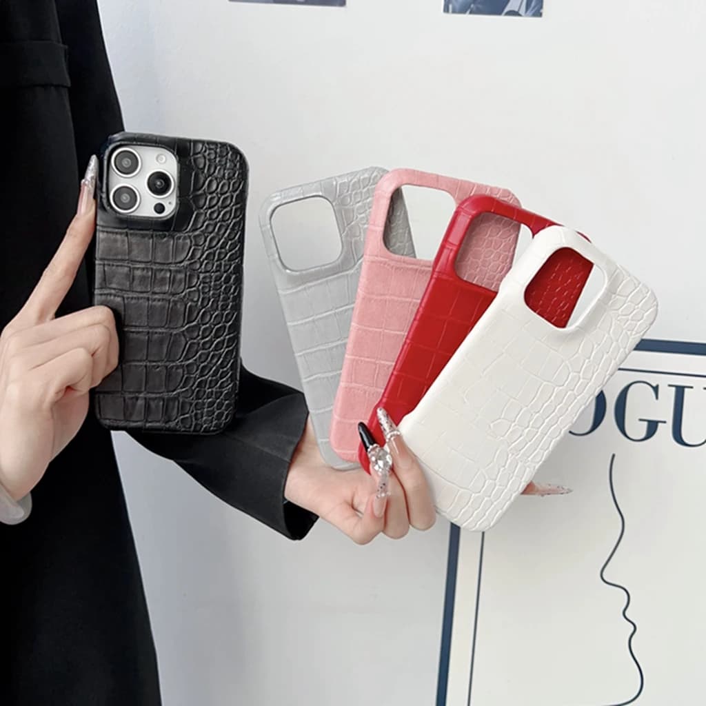 Custodia Protettiva Antiurto in Pelle PU con Texture Coccodrillo di Lusso per iPhone 17 16 15 14 13 Pro Max