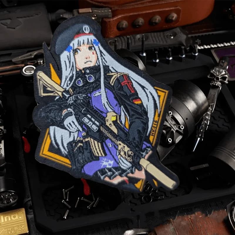 Patch con Stampa Ragazza Anime, Distintivo Tattico HK416 con Chiusura a Strappo, Adesivo per Abbigliamento Militare e Zaini