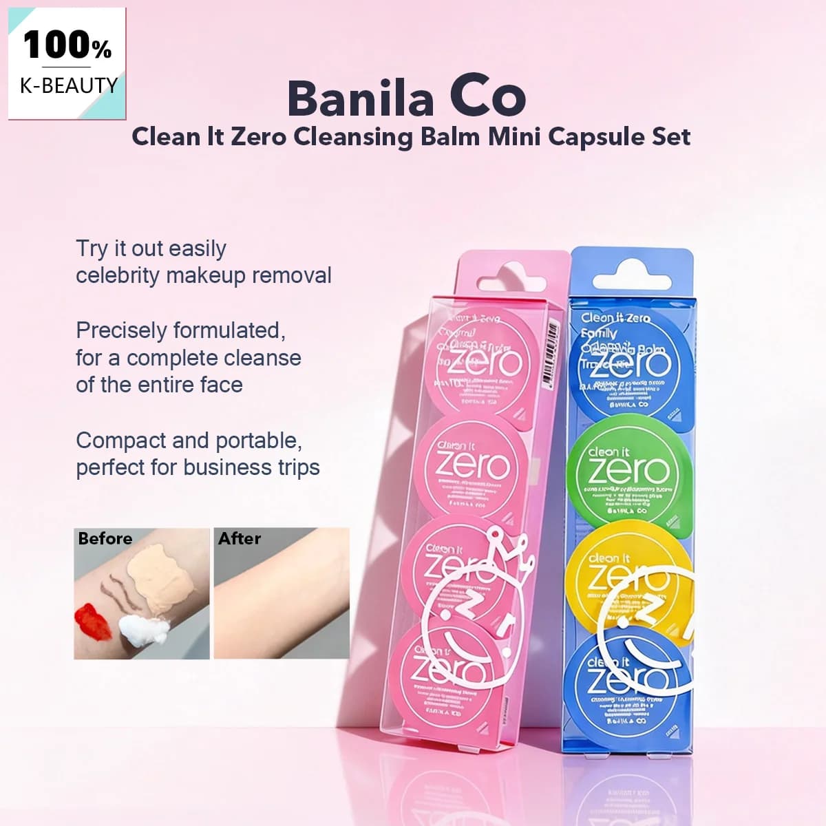Banila Co Clean It Zero Cleansing Balm Mini Capsule Set 4×3g, Texture Cremosa, Rimozione Profonda del Trucco, K-Beauty, Cosmetici Coreani