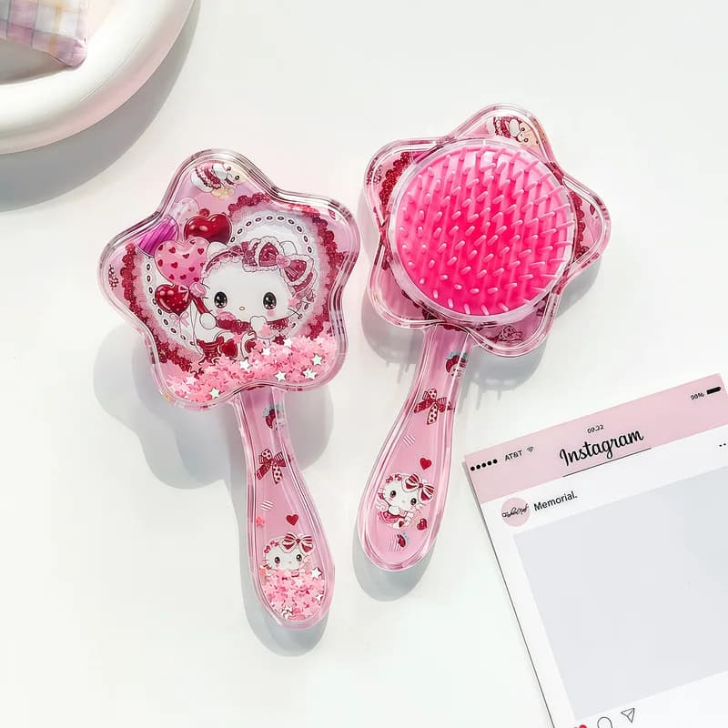 Hello Kitty high-looking mini cartoon portable hair styling comb, cartoon portable bangs straightening comb