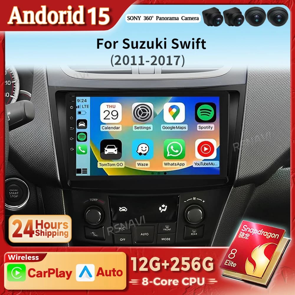 Android 15 Carplay Auto 2K Schermo Autoradio Multimediale Per Suzuki Swift 4 2011 - 2017 WIFI + 4G BT DSP Autoradio Stereo Snapdragon