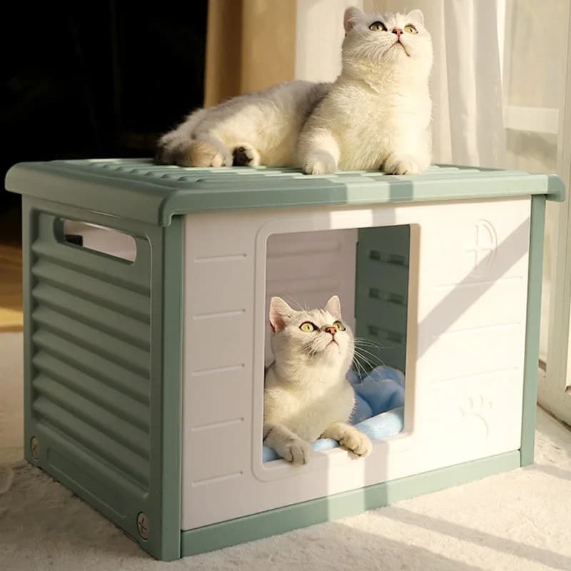 Cat Litter Cat House Waterproof Removable and Washable Outdoor Plastic Kennel Upper and Lower Floors Universal in All Seasons