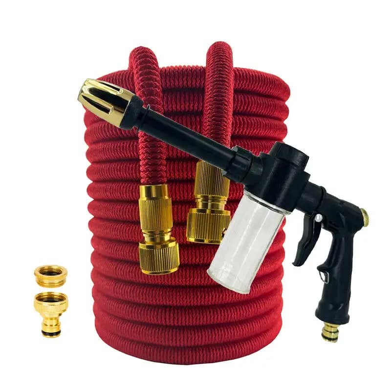 Tubo da Giardino Flessibile Estensibile 25FT-100FT, Tubo Magico per Irrigazione Quotidiana del Cortile, Strumento ad Alta Pressione per Lavaggio Auto con Pistola ad Acqua e Serbatoio Schiuma