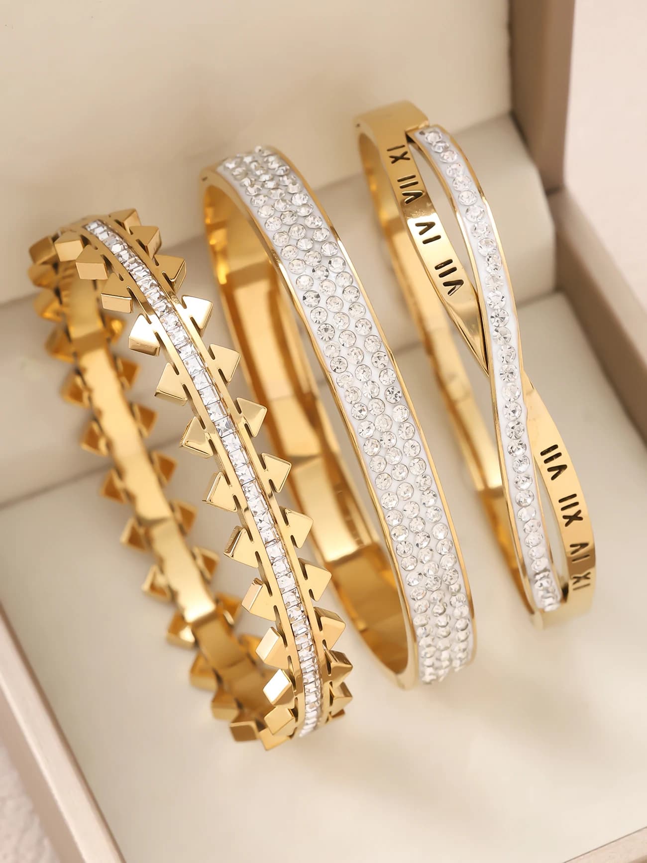 1 pezzi/set gioielli da sposa da donna festa vacanza regalo di San Valentino braccialetto in acciaio inossidabile placcato con braccialetto in oro 18 carati